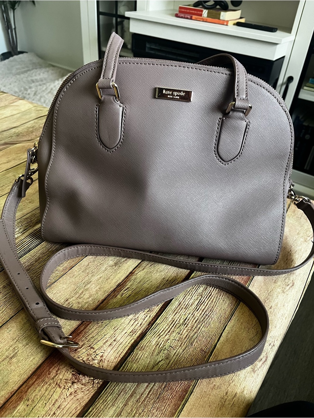 kate spade mauve taupe dome crossbody bag